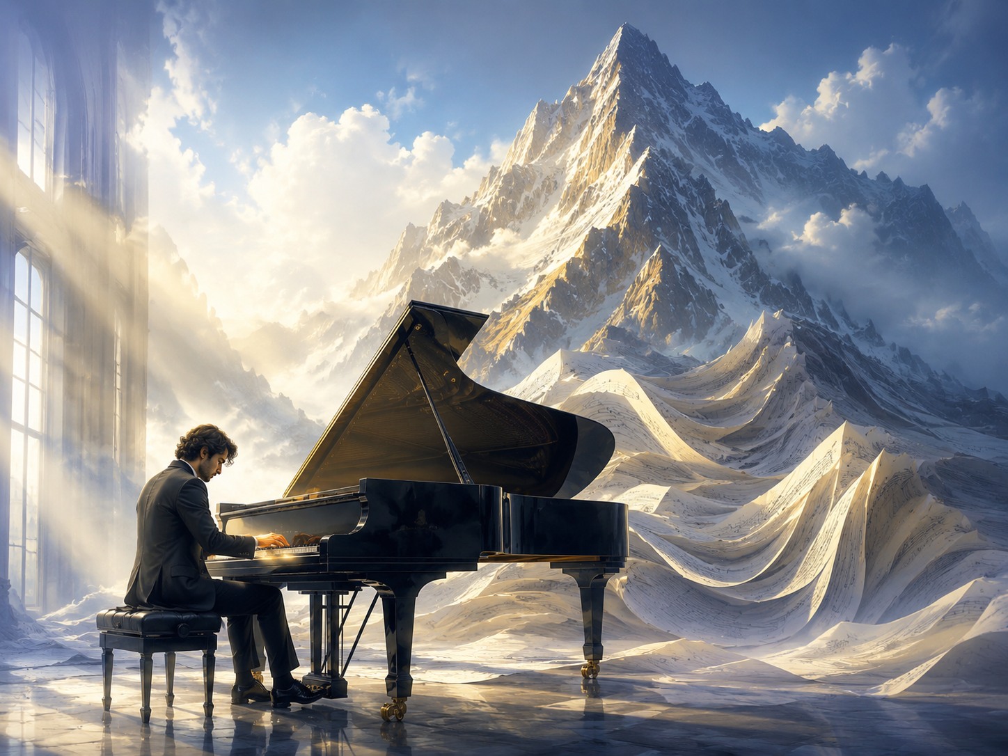 Musical mountain obscured by cloud