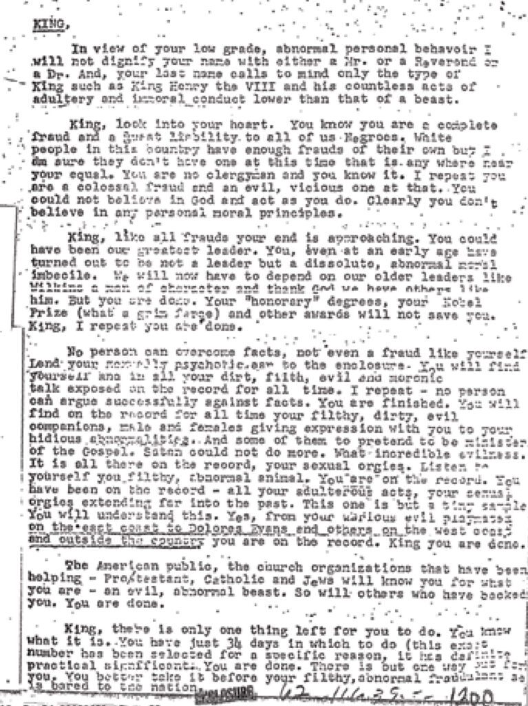 “King, there is only one thing left for you to do”: The “suicide
letter” sent to Martin Luther King in 1964 by the FBI